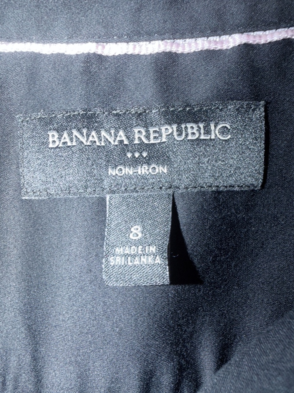 Banana Republic Black Stretch Cotton Button-Down Shirt - Size 8 - Picture 3 of 3